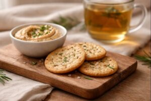 Rosmarin Cracker auf Holzbrett