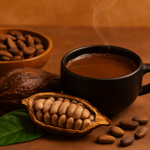 Zeremonieller-Kakao Bohne und Tasse