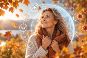 Frau in den Wechseljahren im Herbst – Immunsystem stärken und gesund älter werden